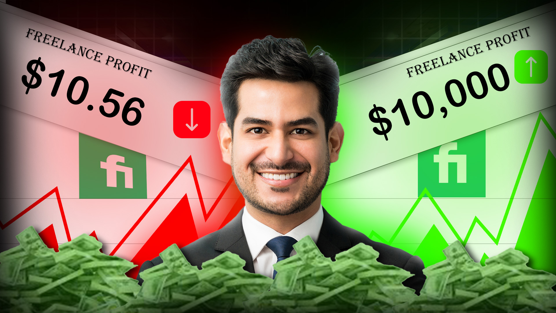 $0 to $10,000 dollar on fiverr thumbnail dsign